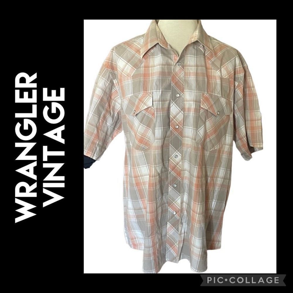 Wrangler Men's Checkered Plaid Vintage Short Sleeve Button-Down Shirt Size 2XL